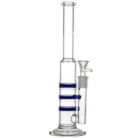 Boo Glass Triple Honeycomb Perc Stemless Water Pipe - Blue