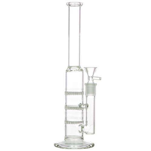 Boo Glass Triple Honeycomb Perc Stemless Water Pipe - Clear