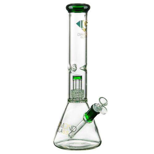 Diamond Glass 14" UFO Perc Beaker in Green