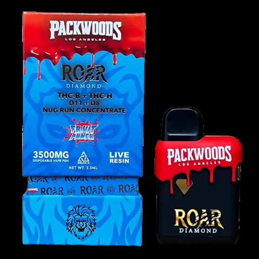 Roar x Packwoods Nug Run Concentrate 3500MG LIVE RESIN THC-B + THC-H, D11 +D8 - Fruit Punch