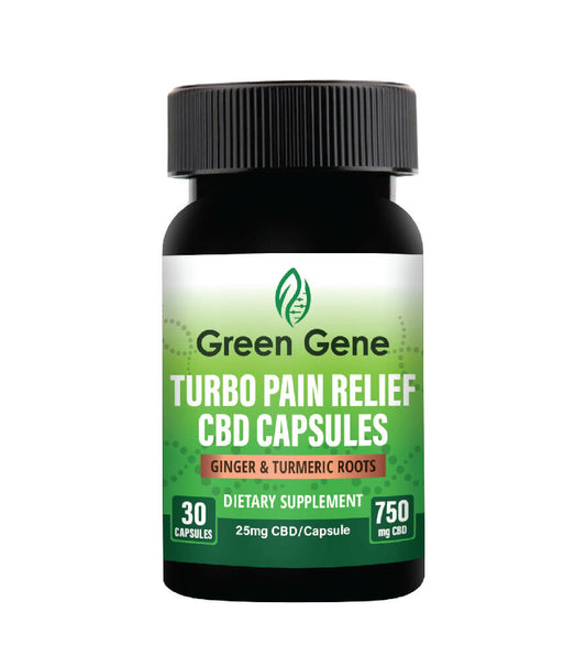 Turbo Pain Relief CBD Capsules W/ Giner & Turmeric Roots