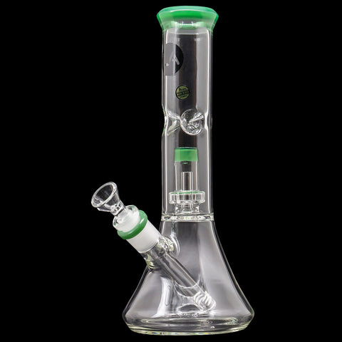 11" Beaker Bong with Showerhead Perc and Color Accents