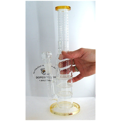 Triple Honeycomb Perc Skinny Water Pipe - DopeBoo
