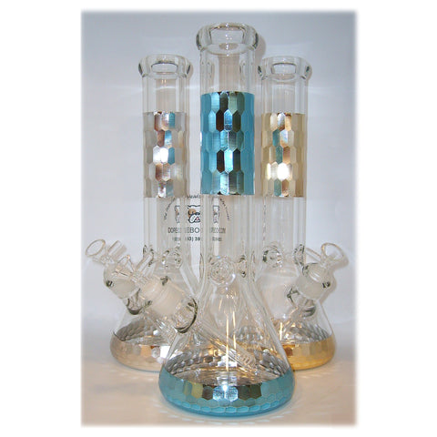 14 Inch Diamond Cut Designer Beaker Bong - Thick Glass 7mm