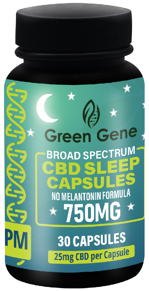 CBD PM Sleep Full Spectrum Capsules Vitamins 750MG by Green Gene