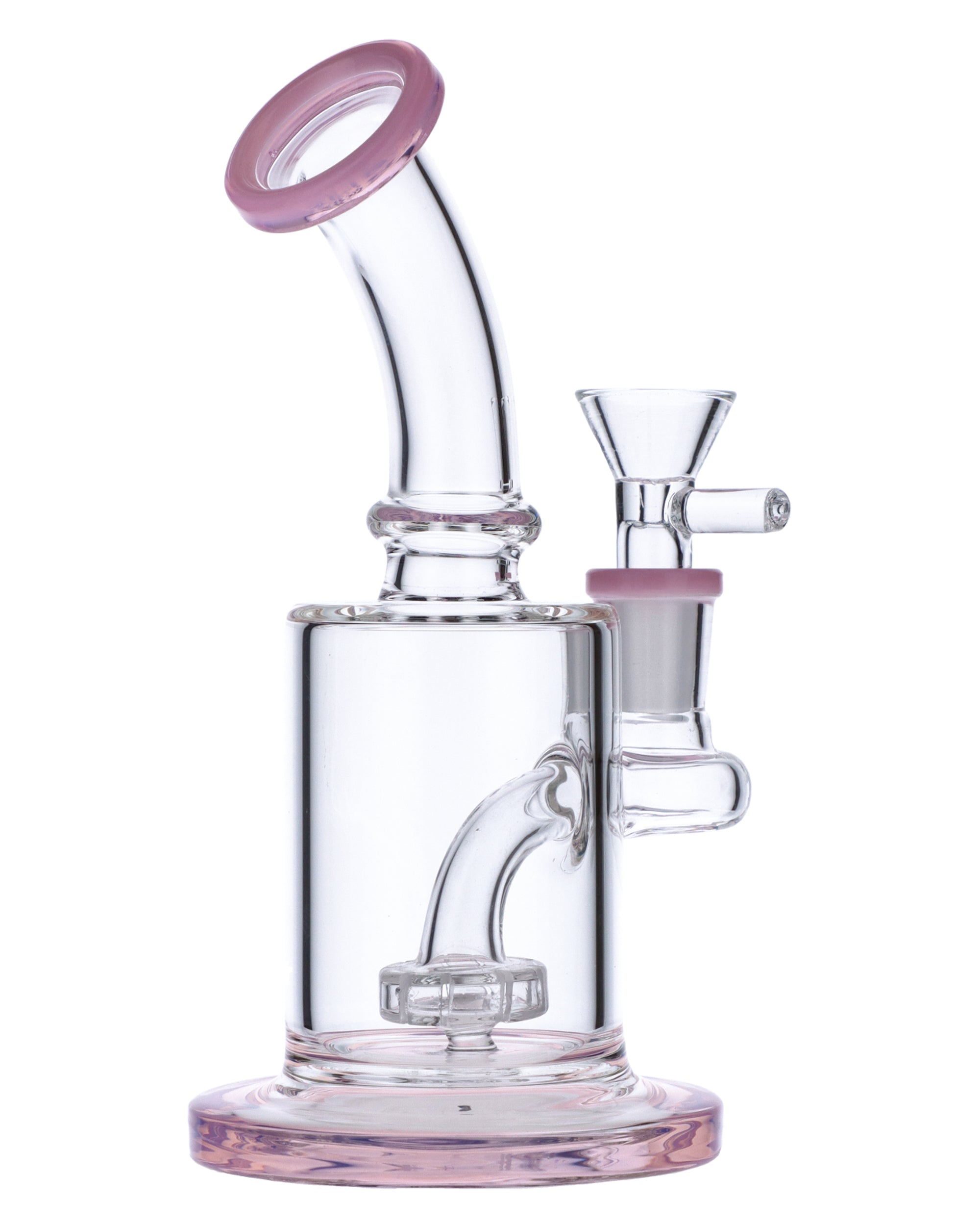 Bent Neck Water Pipe w/Matrix Perc-Milky Pink-6 in