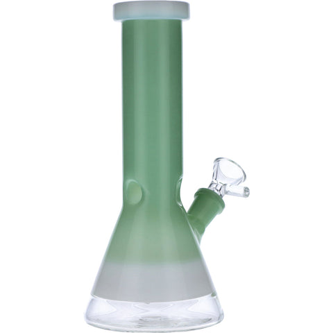 Beaker Water Pipe w/White Rings-Mint Green-8in