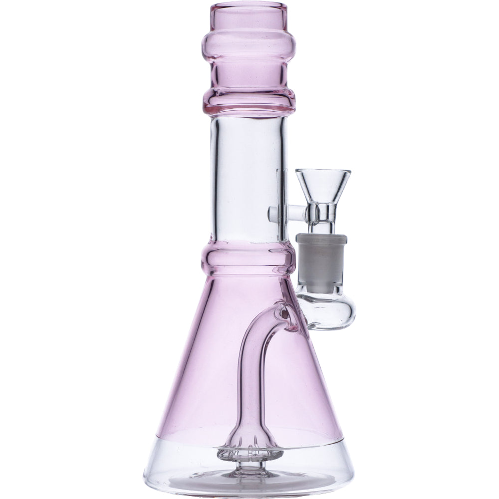 Water Pipe w/Transparent Neck w/Bowl & Quartz-Transparent Pink-8in