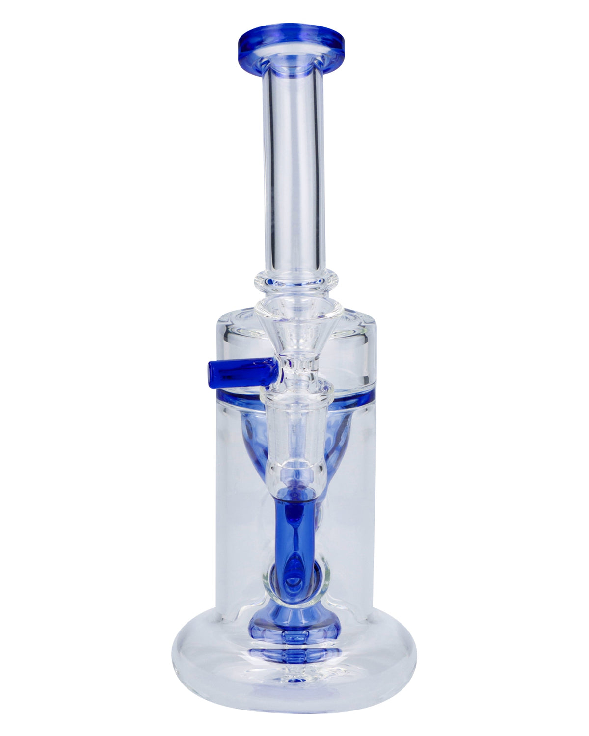 Bent Neck Water Pipe w/Bowl & Quartz-Blue-8 in