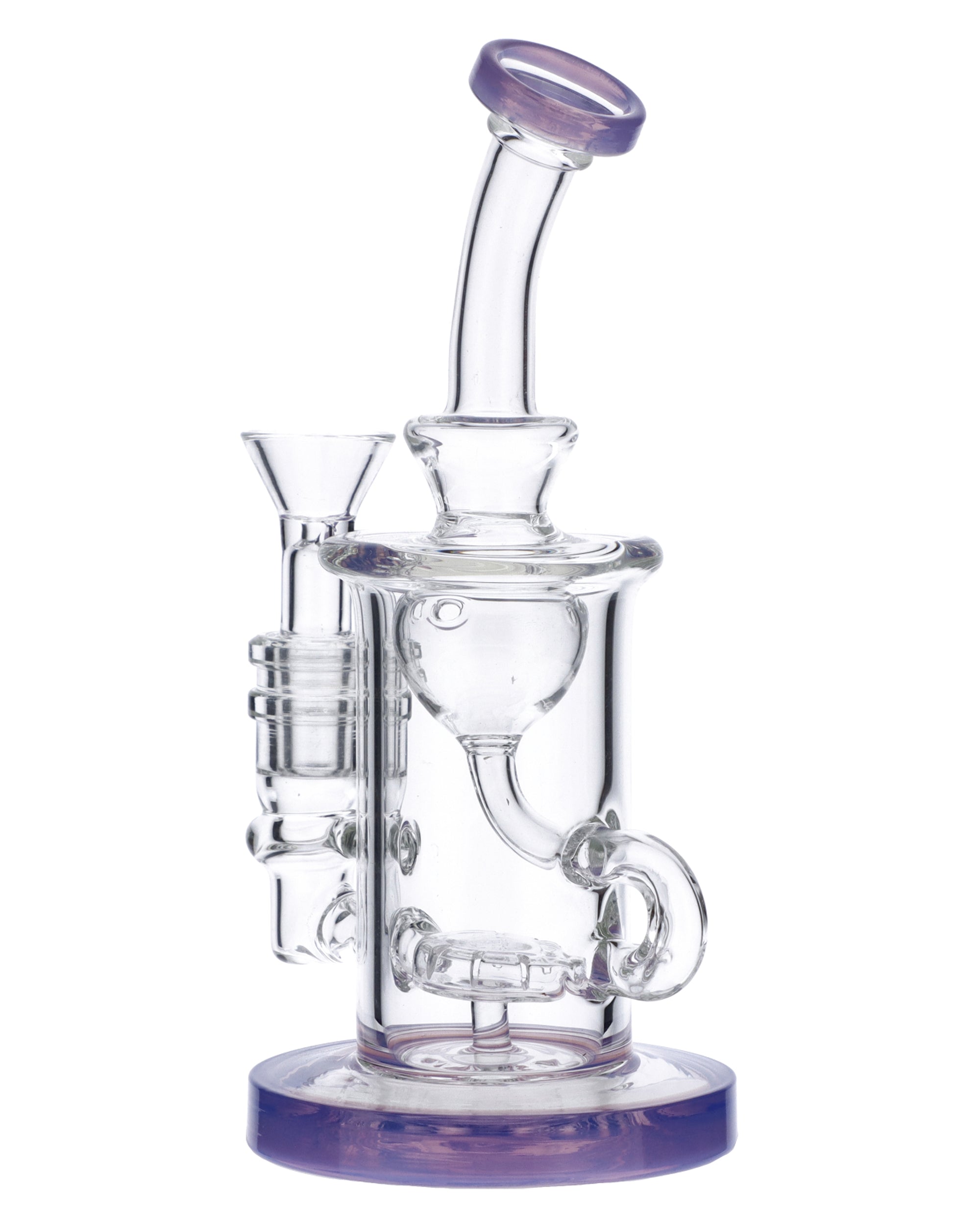 Bent Neck Water Pipe w/Bowl & Quartz-Milky Purple-7in(RCL-S-026MPP)