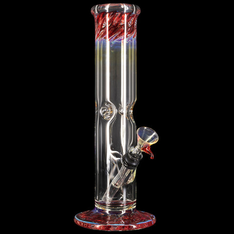 10" Classic Straight Bong with Raked Colored Glass Accents
