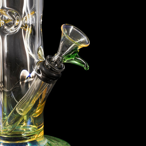 10" Classic Straight Bong with Raked Colored Glass Accents