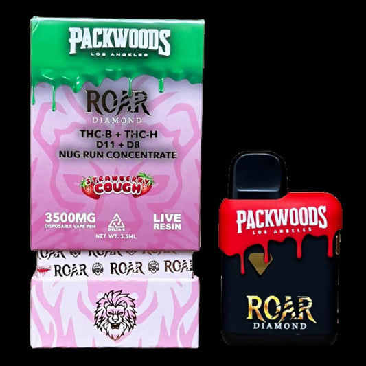 Roar x Packwoods Nug Run Concentrate 3500MG LIVE RESIN THC-B + THC-H, D11 +D8 - Strawberry Cough