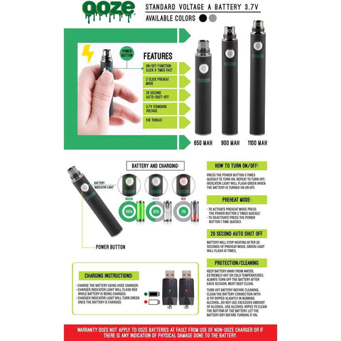 Ooze 900 Vape Battery - 5 Pack