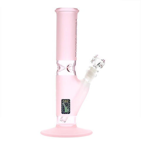 Pure Glass 12" Straight Water Pipe  - Pink Frost