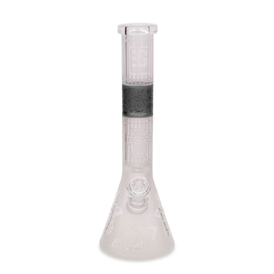 EG Glass 15" Cross Decal Beaker Water Pipe - Transparent Black