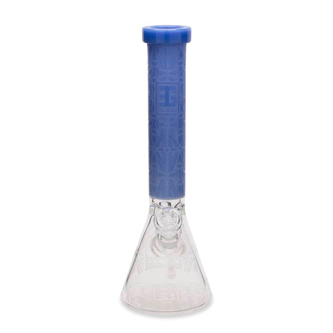 EG Glass 15" Slyme Leaf Decal Beaker Water Pipe - Transparent Blue