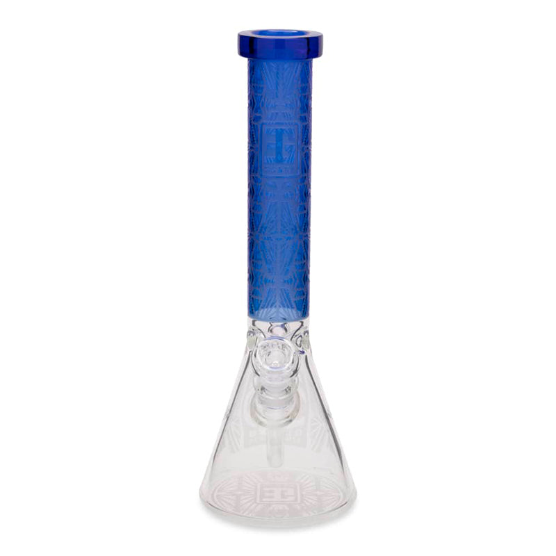 EG Glass 15" Slyme Leaf Decal Beaker Water Pipe - Navy Blue