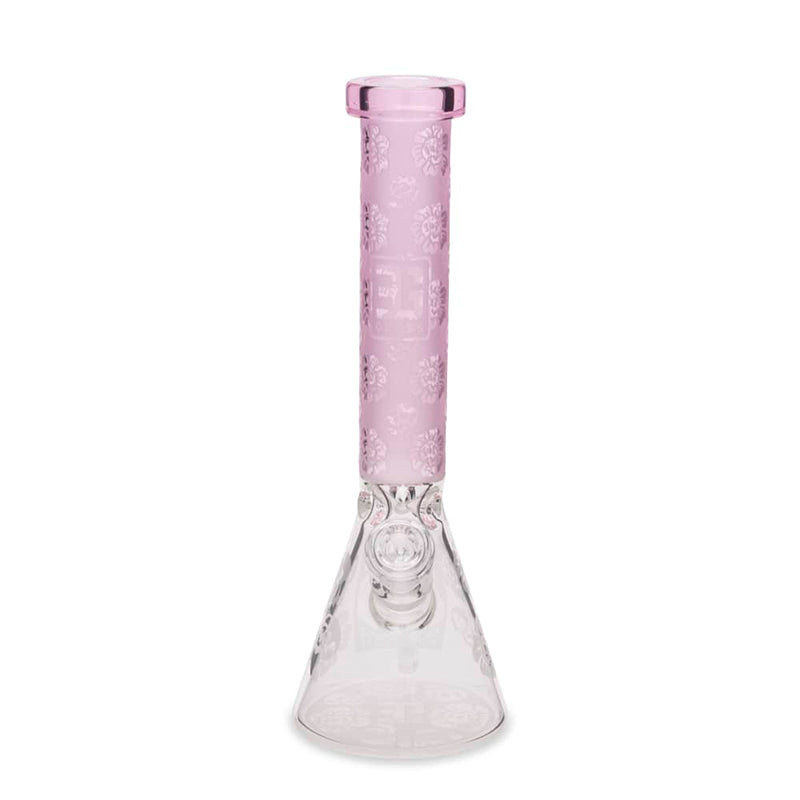 EG Glass 15" Skull Decal Beaker Water Pipe - Transparent Pink