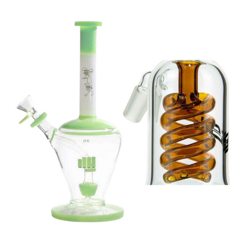 JFK Dual Use Water Pipe + Spiral Ash Catcher 90° (Bundle Pack of 2)
