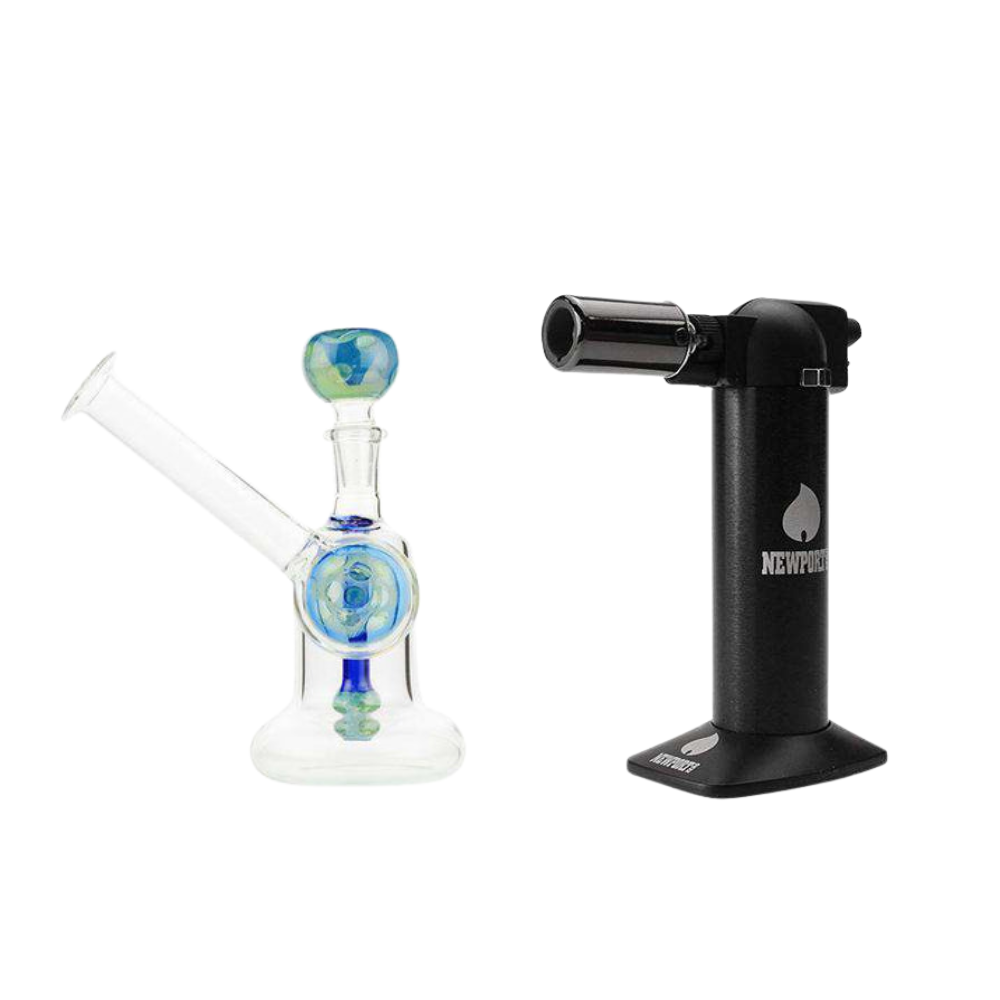 6"" Bong with Built in Downstem + Newport 6"" Cigar Torch (Combo Pack)