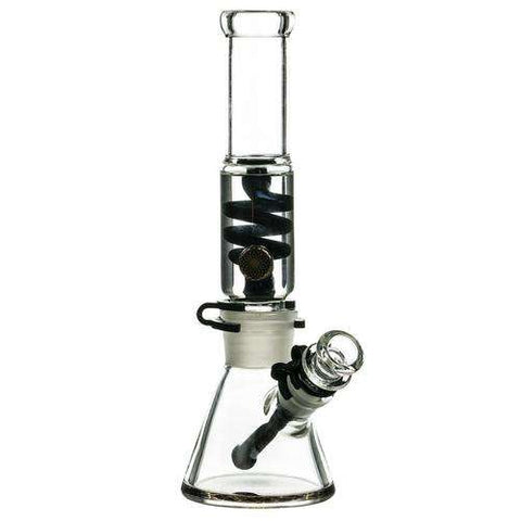 Boo Glass Glycerin Coil Beaker Bong with Gold Accents - Black