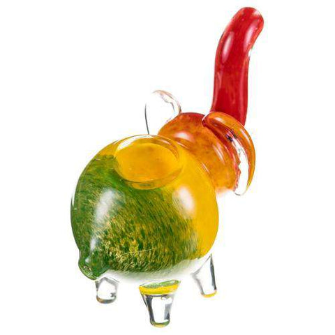 Boo Glass Glass Elephant Hand Pipe-Rasta