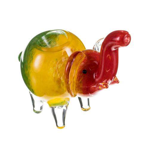Boo Glass Glass Elephant Hand Pipe - Rasta