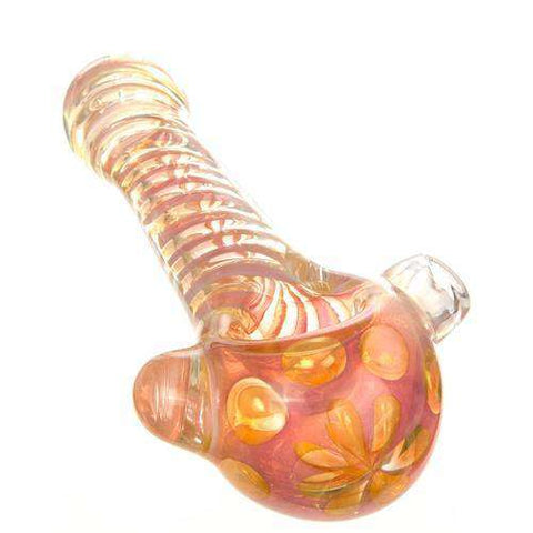 Boo Glass Pink and Gold Twisted Pipe