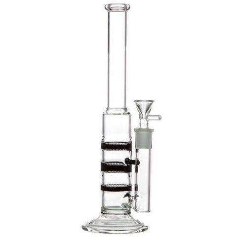 Boo Glass Triple Honeycomb Perc Stemless Water Pipe - Black