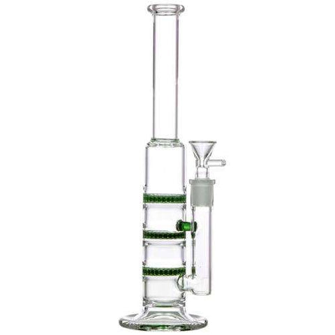 Boo Glass Triple Honeycomb Perc Stemless Water Pipe - Green