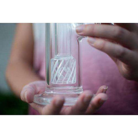 Boo Glass Upright Bubbler w/Colored Perc-Clear