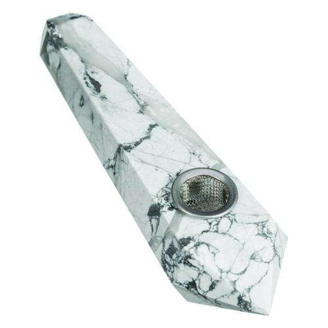 Boo Glass White Turquoise Stone Pipe-