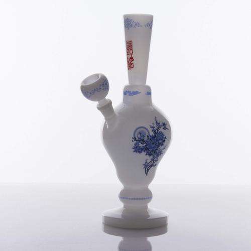 The China Glass "Cao Cao" Dynasty Vase Water Pipe - Black With Blue Accent