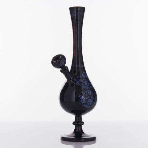 The China Glass "Nan" Dynasty Vase Water Pipe - Black With Blue Accents