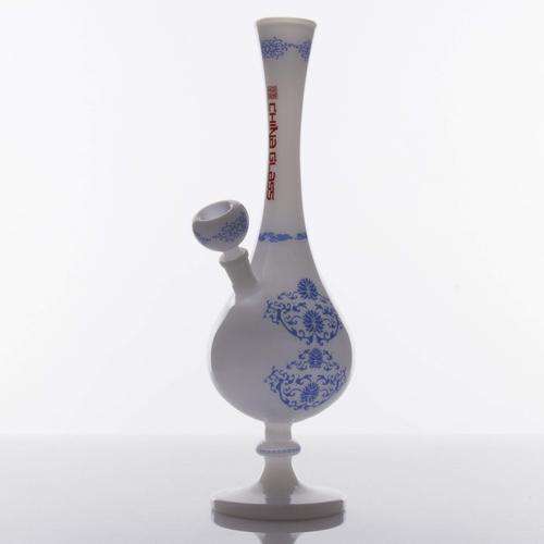 The China Glass "Nan" Dynasty Vase Water Pipe - White With Blue Accents