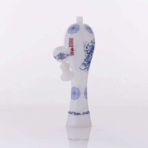 The China Glass "Song" Dynasty Vase Water Pipe - White With Blue Accents