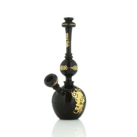 The China Glass "Tang" Dynasty Vase Pipe - Black With Gold Accents
