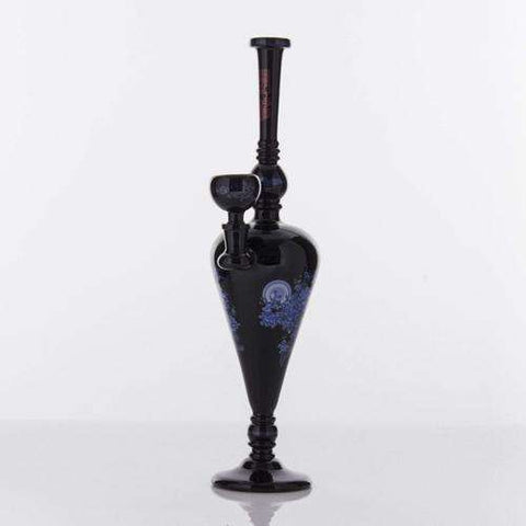 The China Glass "Youwei" Dynasty Vase Water Pipe - Black With Blue Accents