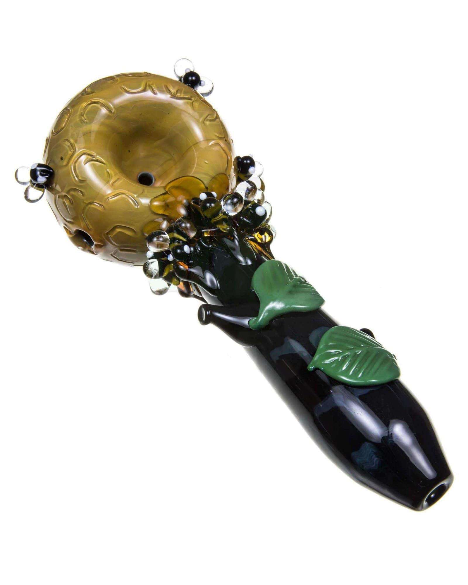 beehive themed spoon pipe, by Empire Glassworks