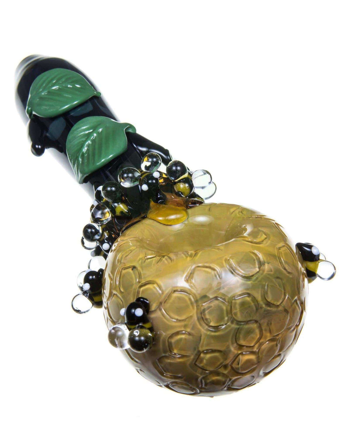 beehive themed spoon pipe, by Empire Glassworks