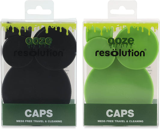 Ooze Resolution Glass Cleaner Caps - 1 Large 2 Small Black/Green Bundle