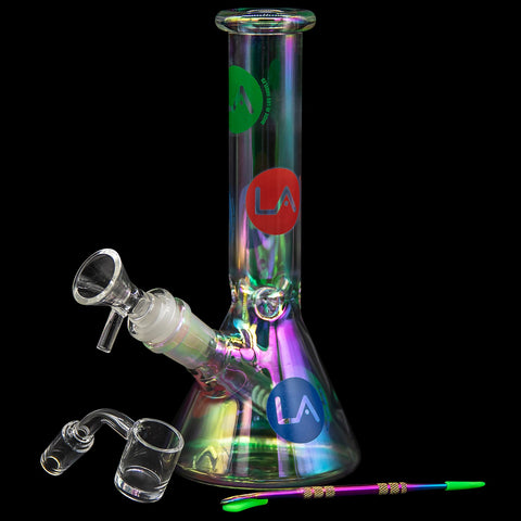 Iridescent Champagne Glass Disco Beaker with Banger Bowl and Dabber - Limited Edition